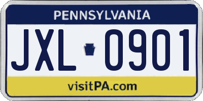 PA license plate JXL0901