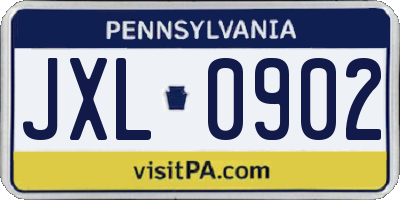 PA license plate JXL0902