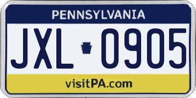 PA license plate JXL0905