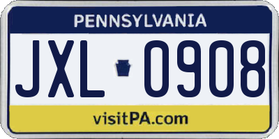 PA license plate JXL0908