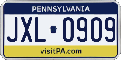 PA license plate JXL0909