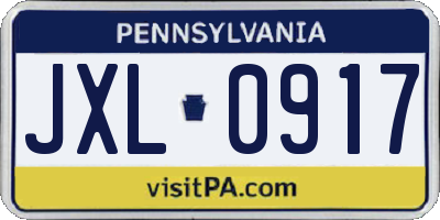 PA license plate JXL0917
