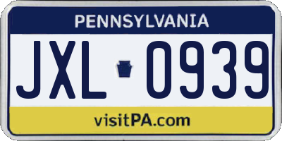 PA license plate JXL0939