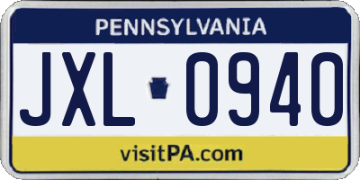 PA license plate JXL0940
