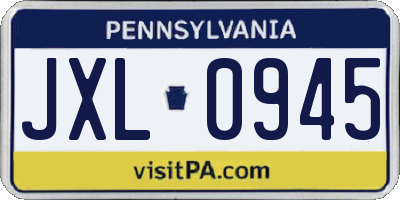PA license plate JXL0945