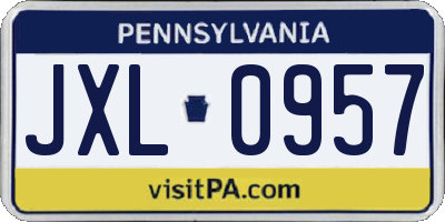 PA license plate JXL0957