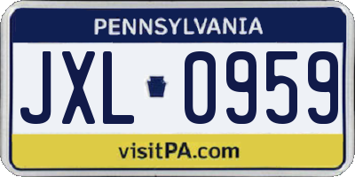 PA license plate JXL0959