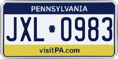 PA license plate JXL0983