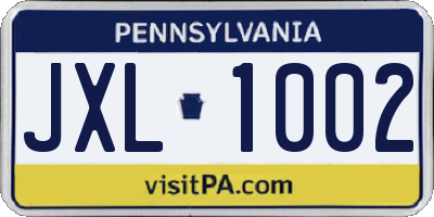 PA license plate JXL1002