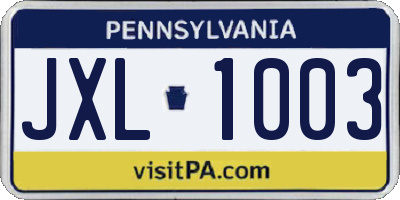 PA license plate JXL1003