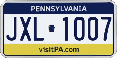 PA license plate JXL1007