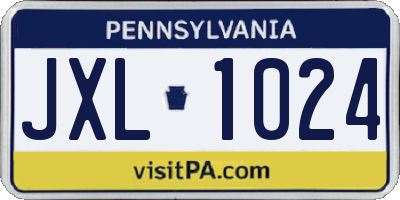 PA license plate JXL1024