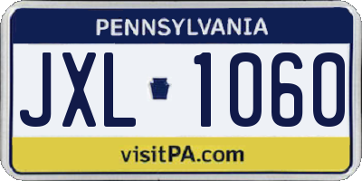 PA license plate JXL1060