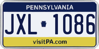 PA license plate JXL1086