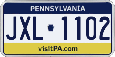 PA license plate JXL1102