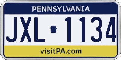 PA license plate JXL1134