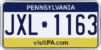 PA license plate JXL1163
