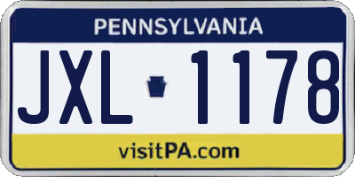 PA license plate JXL1178