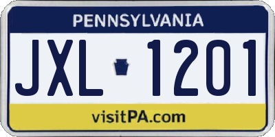 PA license plate JXL1201