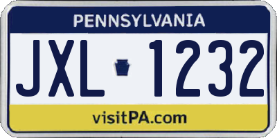 PA license plate JXL1232