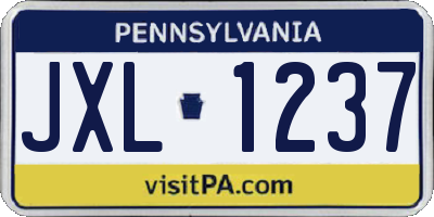 PA license plate JXL1237