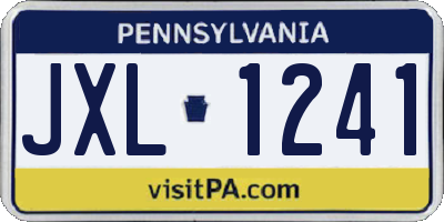 PA license plate JXL1241