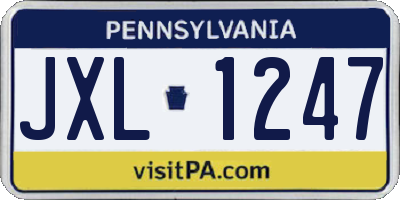 PA license plate JXL1247