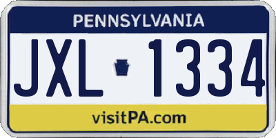 PA license plate JXL1334