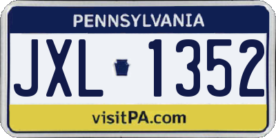 PA license plate JXL1352
