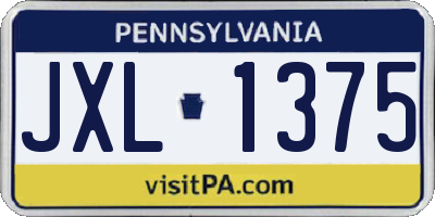 PA license plate JXL1375