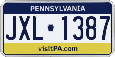 PA license plate JXL1387