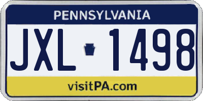 PA license plate JXL1498