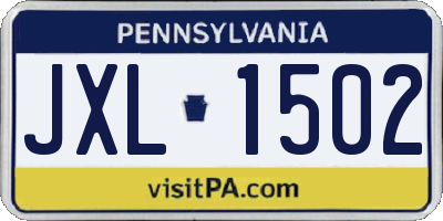 PA license plate JXL1502