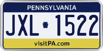 PA license plate JXL1522
