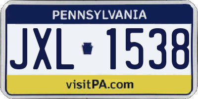 PA license plate JXL1538