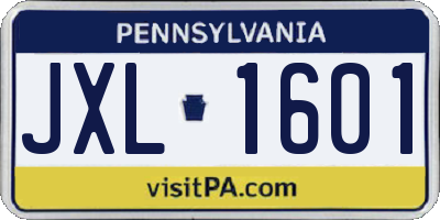 PA license plate JXL1601