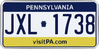 PA license plate JXL1738