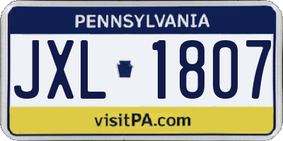 PA license plate JXL1807
