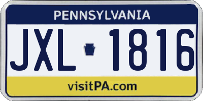 PA license plate JXL1816
