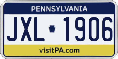 PA license plate JXL1906