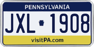 PA license plate JXL1908