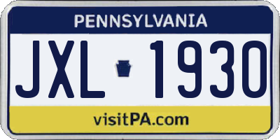 PA license plate JXL1930