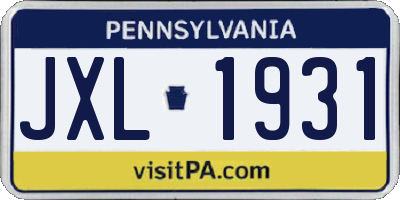 PA license plate JXL1931