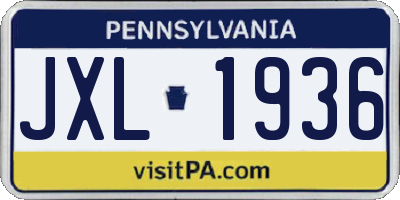 PA license plate JXL1936