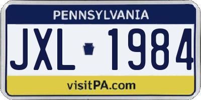 PA license plate JXL1984