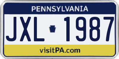 PA license plate JXL1987