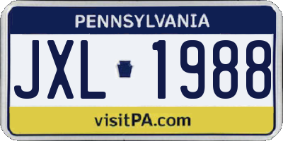 PA license plate JXL1988
