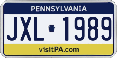 PA license plate JXL1989