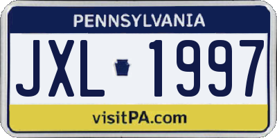 PA license plate JXL1997