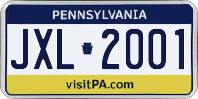 PA license plate JXL2001